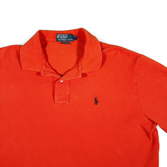 Vintage Ralph Lauren Polo Shirt Adult LARGE Orange Long Sleeve Small Pony 90s - Picture 2 of 9